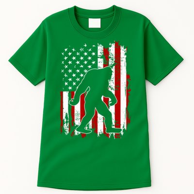 Distressed USA American Bigfoot Sasquatch Flag Tall T-Shirt