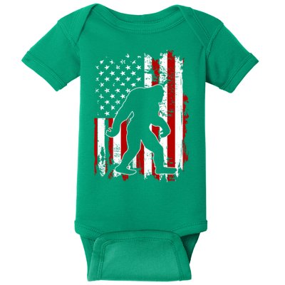 Distressed USA American Bigfoot Sasquatch Flag Baby Bodysuit