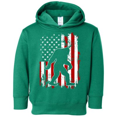 Distressed USA American Bigfoot Sasquatch Flag Toddler Hoodie
