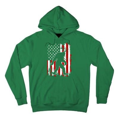 Distressed USA American Bigfoot Sasquatch Flag Tall Hoodie