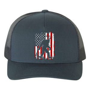 Distressed USA American Bigfoot Sasquatch Flag Yupoong Adult 5-Panel Trucker Hat