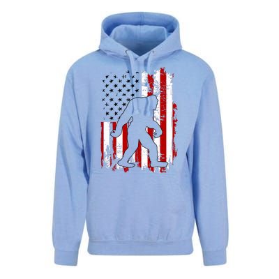 Distressed USA American Bigfoot Sasquatch Flag Unisex Surf Hoodie