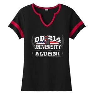 DD214 University Alumni Military Vet Retired Veteran Flag Ladies Halftime Notch Neck Tee