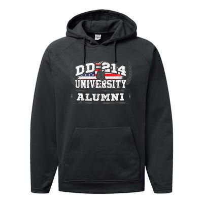 DD214 University Alumni Military Vet Retired Veteran Flag Performance Fleece Hoodie