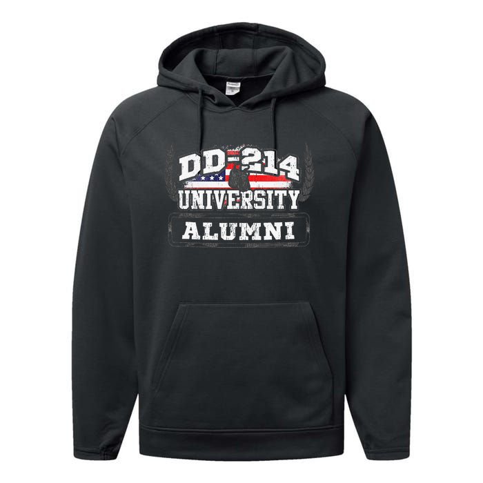 DD214 University Alumni Military Vet Retired Veteran Flag Performance Fleece Hoodie