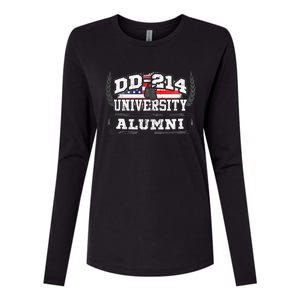 DD214 University Alumni Military Vet Retired Veteran Flag Womens Cotton Relaxed Long Sleeve T-Shirt