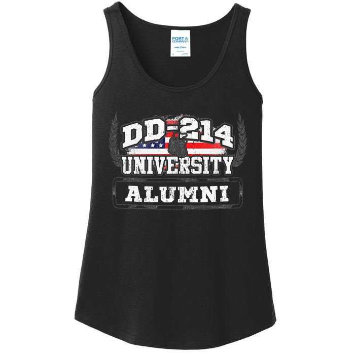 DD214 University Alumni Military Vet Retired Veteran Flag Ladies Essential Tank