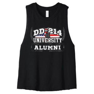 DD214 University Alumni Military Vet Retired Veteran Flag Women's Racerback Cropped Tank