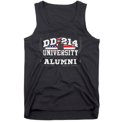 DD214 University Alumni Military Vet Retired Veteran Flag Tank Top