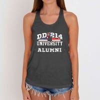 DD214 University Alumni Military Vet Retired Veteran Flag Women's Knotted Racerback Tank