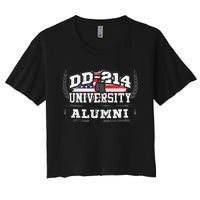 DD214 University Alumni Military Vet Retired Veteran Flag Women's Crop Top Tee