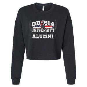 DD214 University Alumni Military Vet Retired Veteran Flag Cropped Pullover Crew