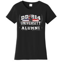 DD214 University Alumni Military Vet Retired Veteran Flag Women's T-Shirt