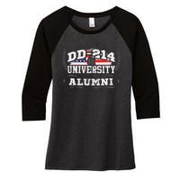 DD214 University Alumni Military Vet Retired Veteran Flag Women's Tri-Blend 3/4-Sleeve Raglan Shirt