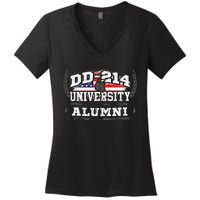 DD214 University Alumni Military Vet Retired Veteran Flag Women's V-Neck T-Shirt