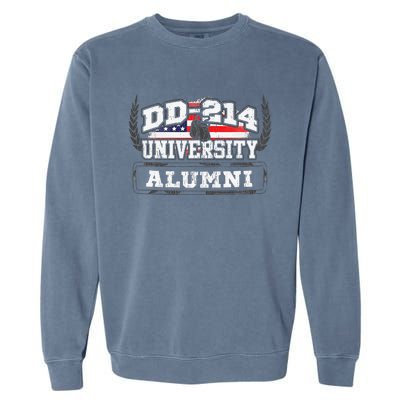 DD214 University Alumni Military Vet Retired Veteran Flag Garment-Dyed Sweatshirt