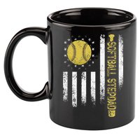 Distressed USA American Flag Softball Stepdad Fathers Day 11oz C Handle Ceramic Mug
