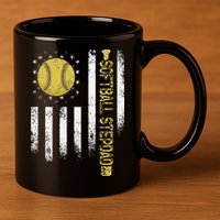 Distressed USA American Flag Softball Stepdad Fathers Day 11oz C Handle Ceramic Mug