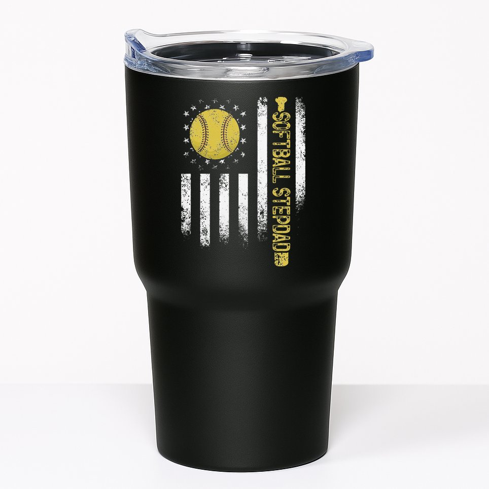 Distressed USA American Flag Softball Stepdad Fathers Day Tumbler