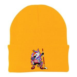 Dabbing Unicorn America Ice Hockey Fans Jersey Usa Flag Gift Knit Cap Winter Beanie