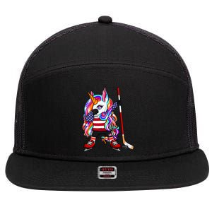 Dabbing Unicorn America Ice Hockey Fans Jersey Usa Flag Gift 7 Panel Mesh Trucker Snapback Hat