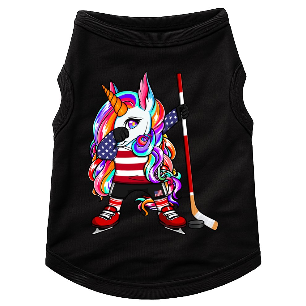 Dabbing Unicorn America Ice Hockey Fans Jersey Usa Flag Gift Doggie Tank