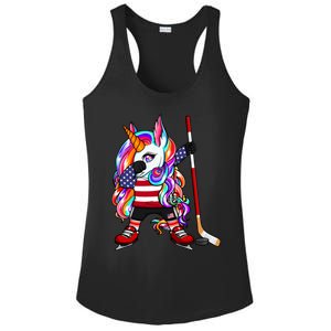 Dabbing Unicorn America Ice Hockey Fans Jersey Usa Flag Gift Ladies PosiCharge Competitor Racerback Tank