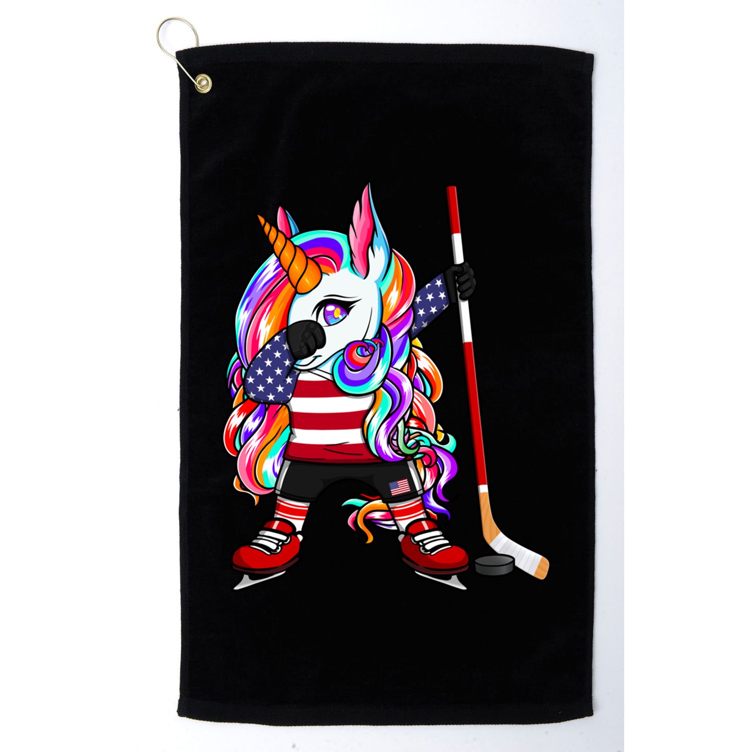 Dabbing Unicorn America Ice Hockey Fans Jersey Usa Flag Gift Golf Towel