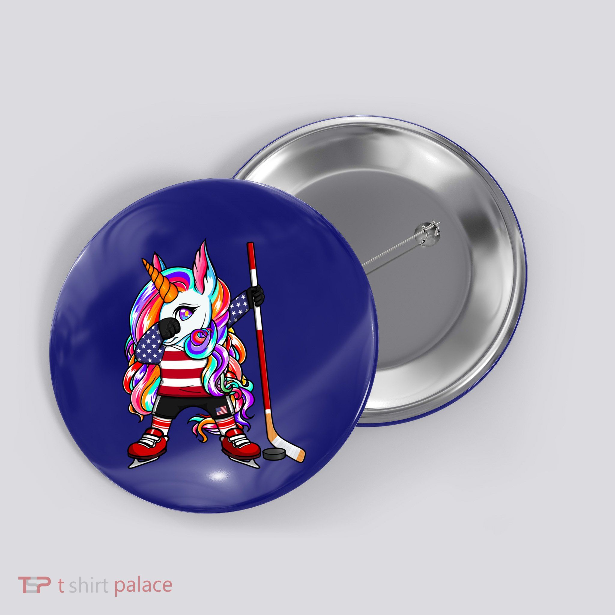 Dabbing Unicorn America Ice Hockey Fans Jersey Usa Flag Gift Button