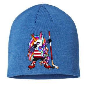 Dabbing Unicorn America Ice Hockey Fans Jersey Usa Flag Gift Sustainable Beanie