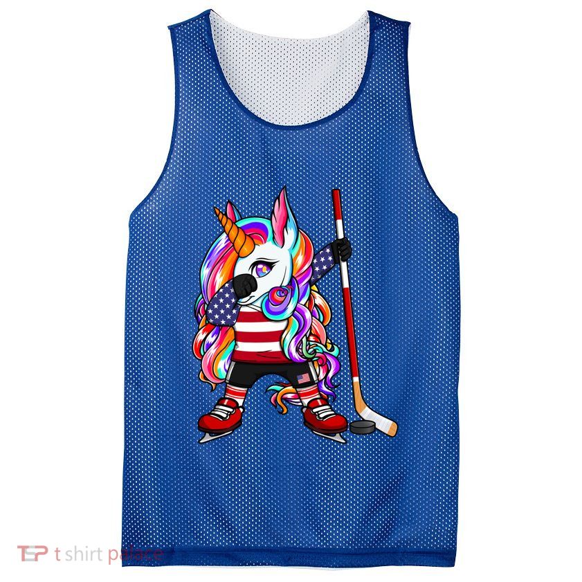 Dabbing Unicorn America Ice Hockey Fans Jersey Usa Flag Gift Mesh Reversible Basketball Jersey Tank
