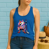 Dabbing Unicorn America Ice Hockey Fans Jersey Usa Flag Gift Womens Tank Top