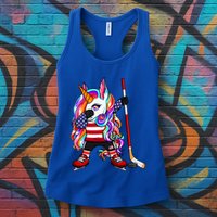 Dabbing Unicorn America Ice Hockey Fans Jersey Usa Flag Gift Womens Tank Top