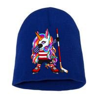 Dabbing Unicorn America Ice Hockey Fans Jersey Usa Flag Gift Short Acrylic Beanie