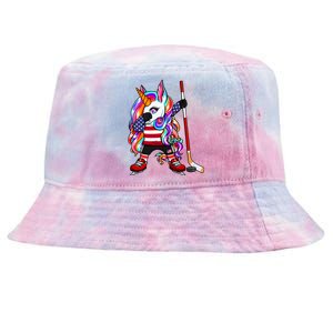 Dabbing Unicorn America Ice Hockey Fans Jersey Usa Flag Gift Tie-Dyed Bucket Hat