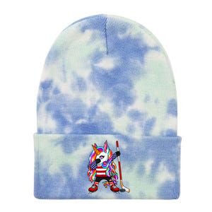 Dabbing Unicorn America Ice Hockey Fans Jersey Usa Flag Gift Tie Dye 12in Knit Beanie