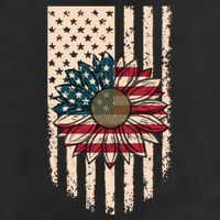 Distressed USA American Flag Sunflower 7 Panel Mesh Trucker Snapback Hat
