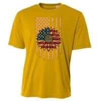 Distressed USA American Flag Sunflower Cooling Performance Crew T-Shirt