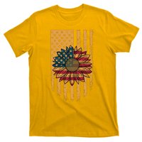 Distressed USA American Flag Sunflower T-Shirt