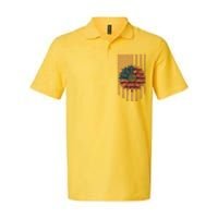 Distressed USA American Flag Sunflower Softstyle Adult Sport Polo