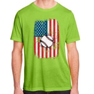 Distressed USA American Flag Baseball Adult ChromaSoft Performance T-Shirt