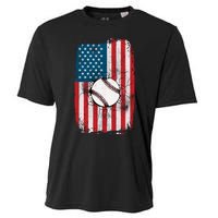 Distressed USA American Flag Baseball Cooling Performance Crew T-Shirt