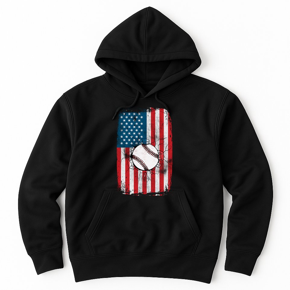 Distressed USA American Flag Baseball Hoodie