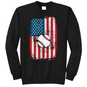 Distressed USA American Flag Baseball Sweatshirt