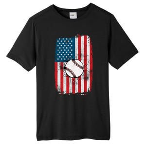 Distressed USA American Flag Baseball Tall Fusion ChromaSoft Performance T-Shirt