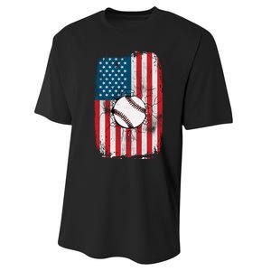 Distressed USA American Flag Baseball Performance Sprint T-Shirt