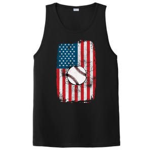 Distressed USA American Flag Baseball PosiCharge Competitor Tank