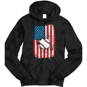 Distressed USA American Flag Baseball Tie Dye Hoodie