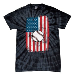 Distressed USA American Flag Baseball Tie-Dye T-Shirt