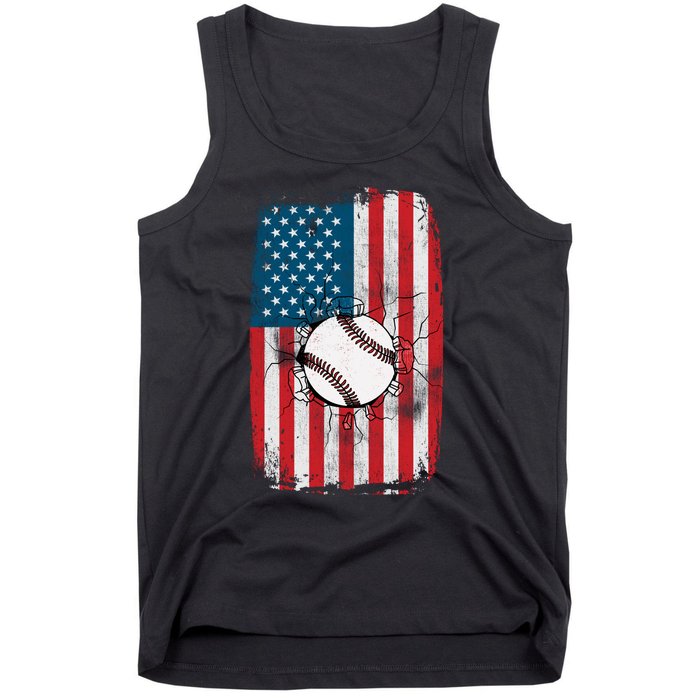 Distressed USA American Flag Baseball Tank Top